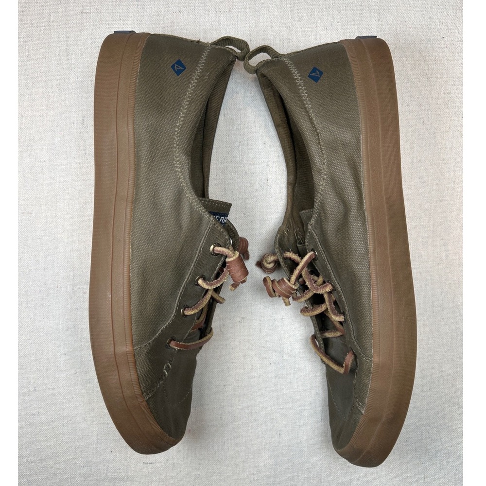 Sperry Crest Vibe Womens 11M Olive Green Canvas Sneakers STS99504 Rawhide Laces - Picture 4 of 8